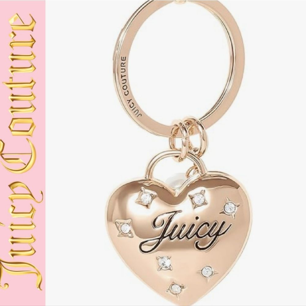 Juicy Couture Gold Heart Keychain w/Pearls